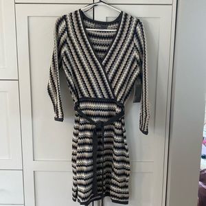 Donna Ricco Faux Wrap Midi Dress